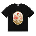 Rhude Chateau Rhude Vintage Wine Label Black Oversized T‑Shirt