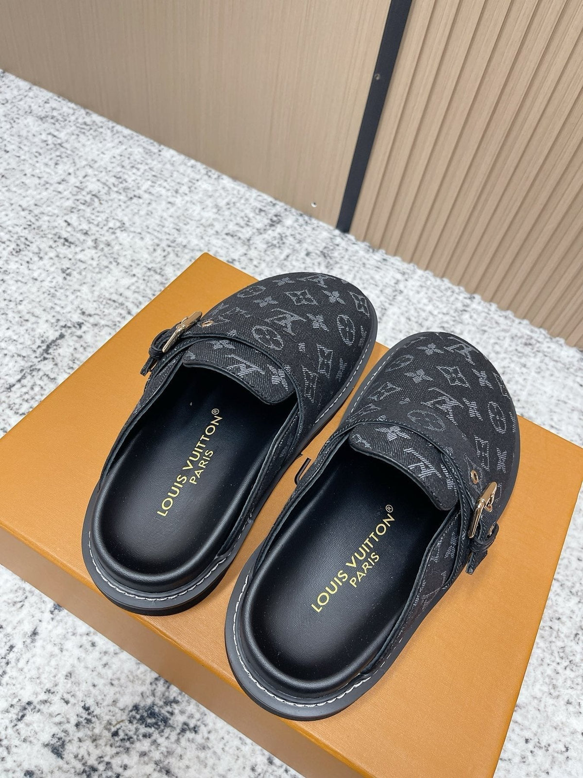 Louis Vuitton Monogram Buckle Clog Sandals